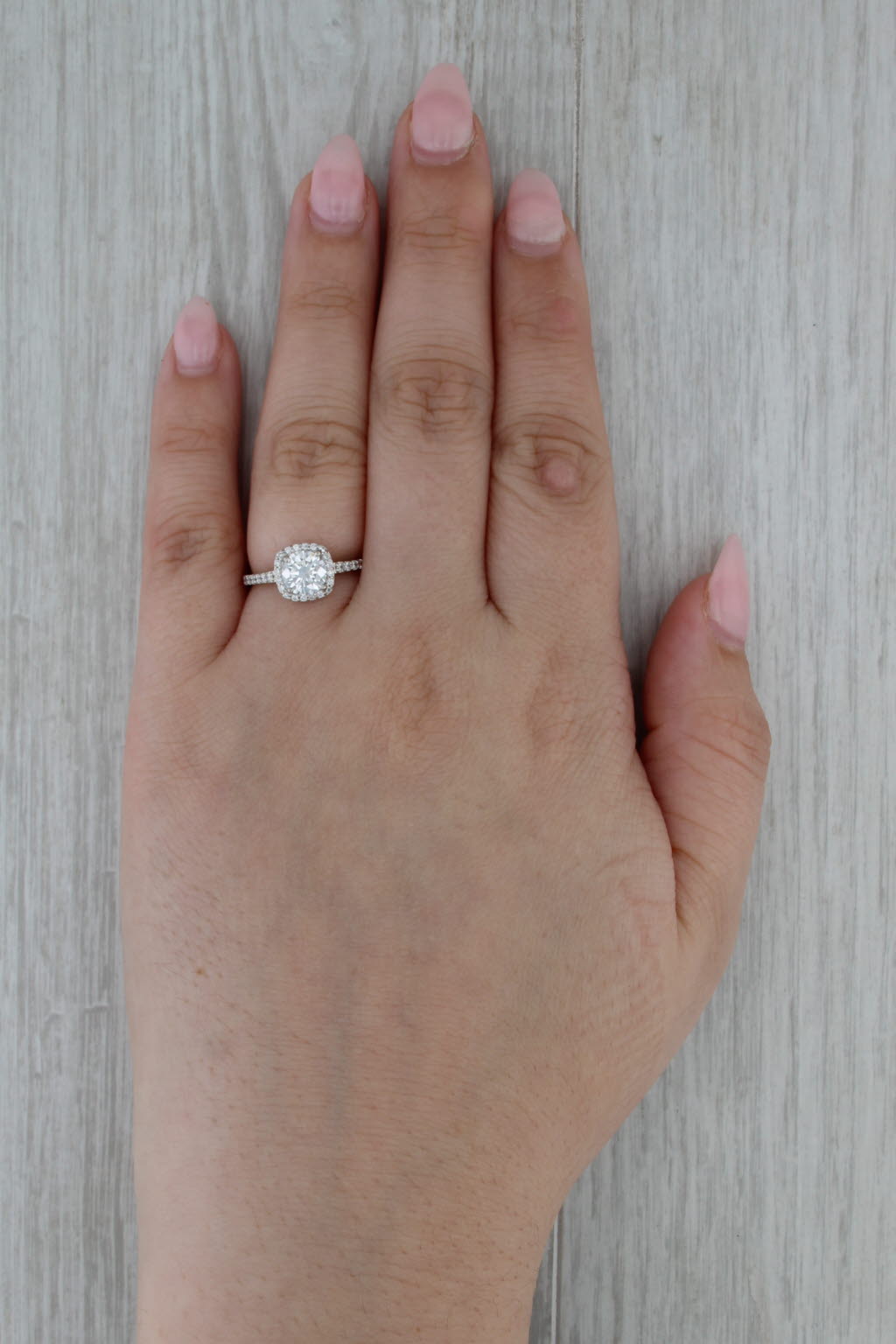 1.33ctw Lab Grown Diamond Halo Engagement Ring 14k White Gold Size 6 IGI