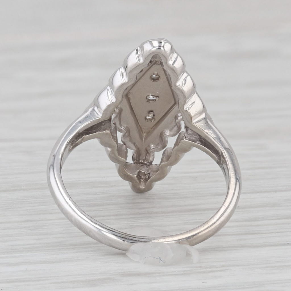 Light Gray Vintage Diamond Marquise Ring 14k White Gold Size 3.25