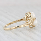 Light Gray Cultured Pearl Diamond Cluster Ring 10k Yellow Gold Size 6