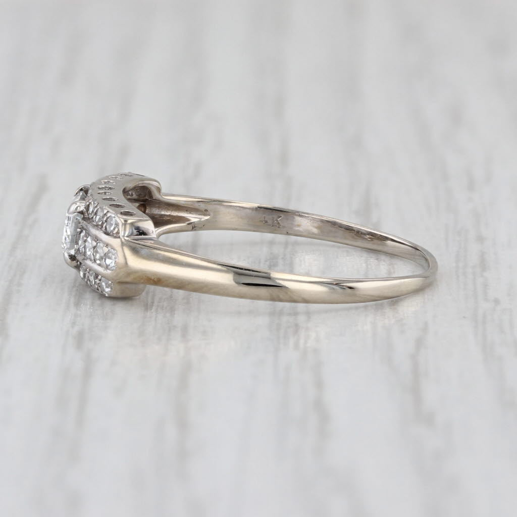 Vintage 0.62ctw Diamond Engagement Ring 14k White Gold Size 9.5 Stackable