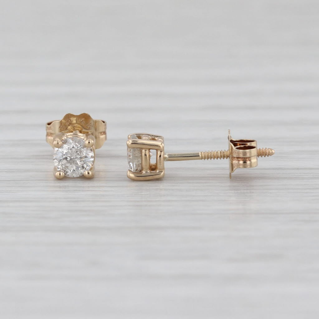 0.34ctw Diamond Stud Earrings 14k Yellow Gold Round Solitaire Studs