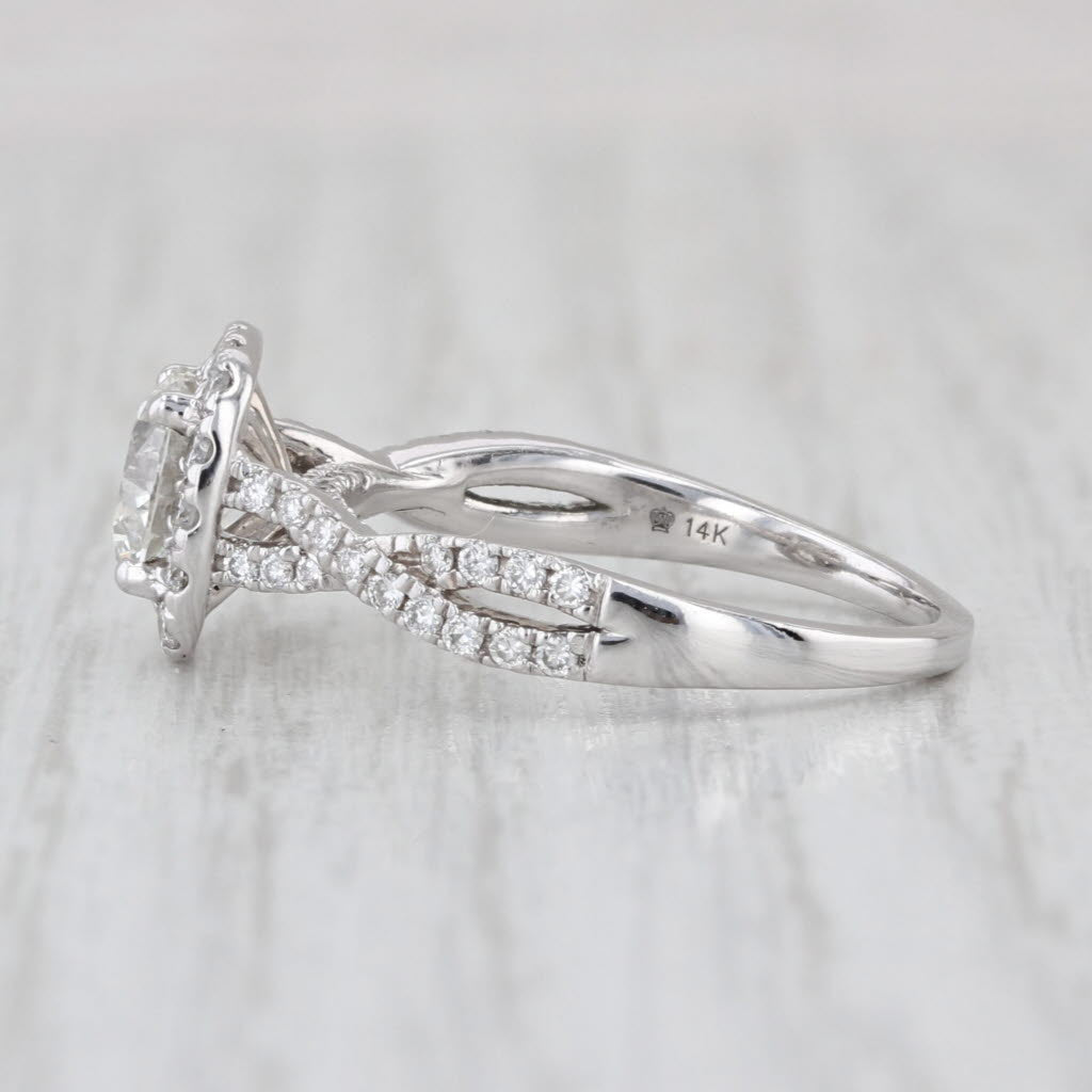 1.44ctw Lab Created Diamond Halo Engagement Ring 14k White Gold Size 6.75 GSI