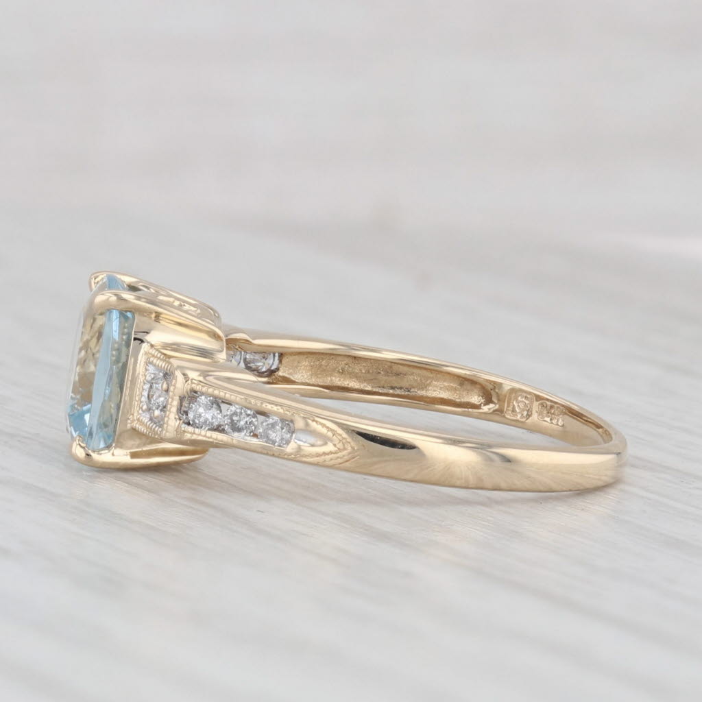 Light Gray 1.72ctw Aquamarine Diamond Ring 14k Yellow Gold Size 7.25