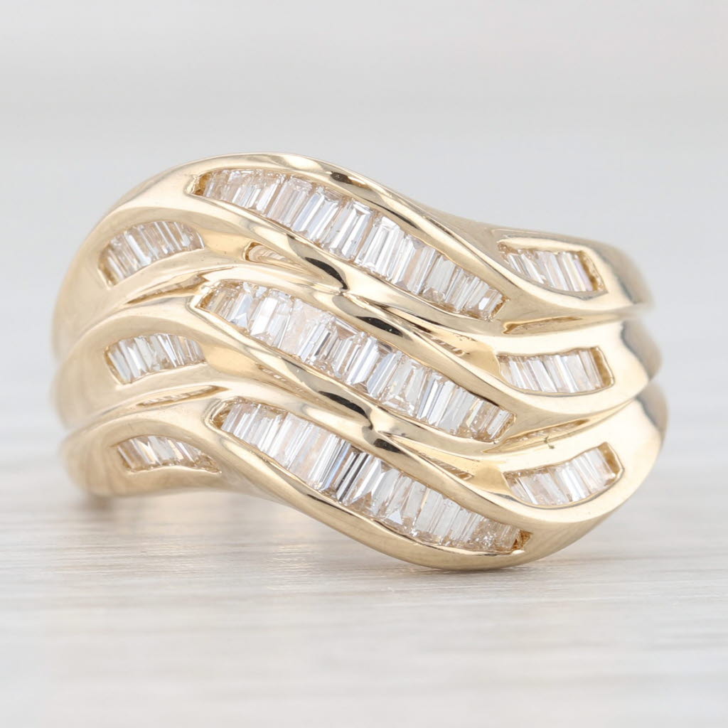 Light Gray 1ctw Diamond contoured Multiband Ring 14k Yellow Gold Size 6.25