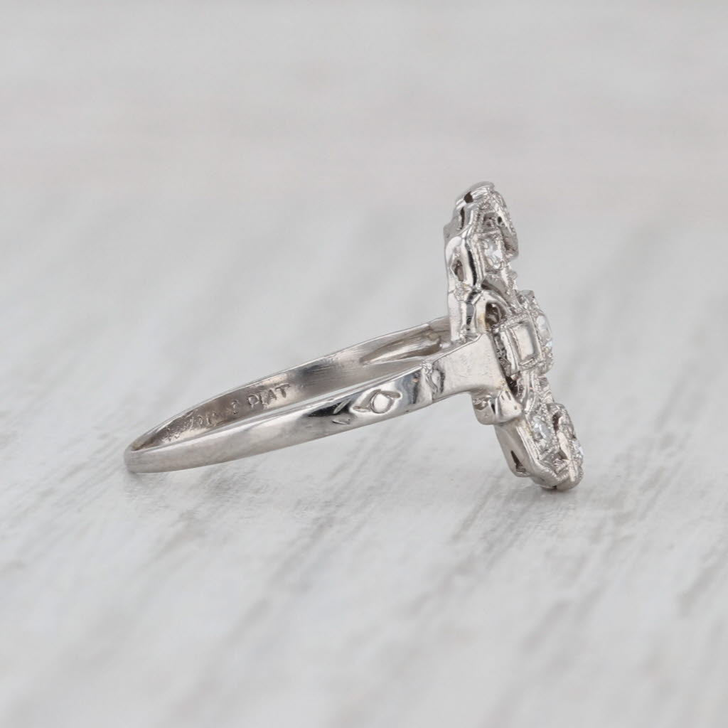 Antique 0.15ctw Diamond Ring Platinum Size 6.75 Filigree Openwork
