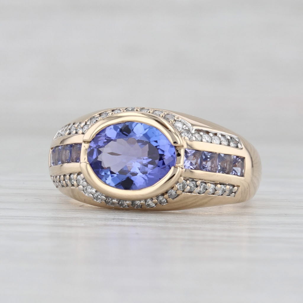 Light Gray 2.11ctw Tanzanite Diamond Ring 14k Yellow Gold Size 7.25