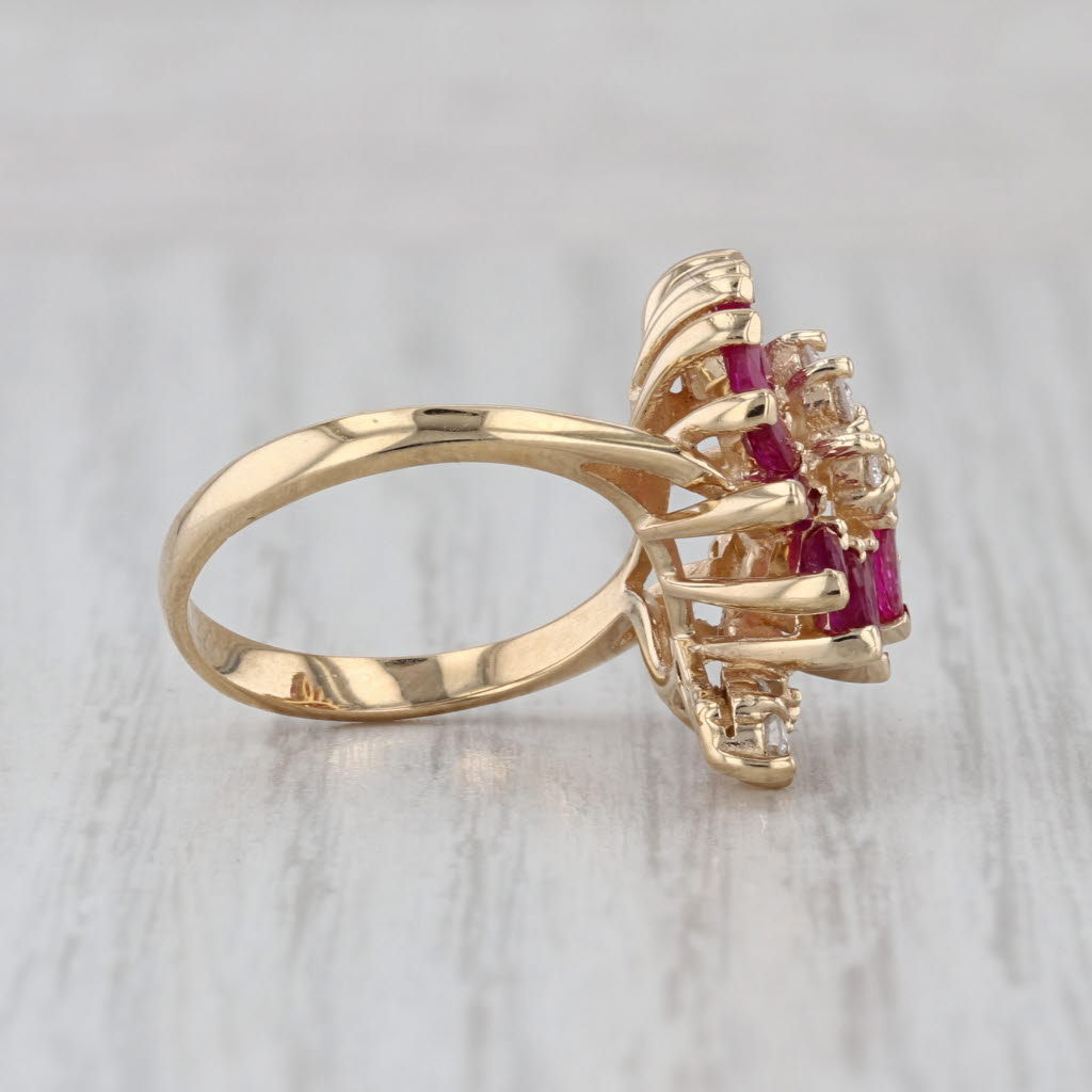 1.90ctw Ruby Diamond Ring 14k Yellow Gold Cocktail Statement Size 6