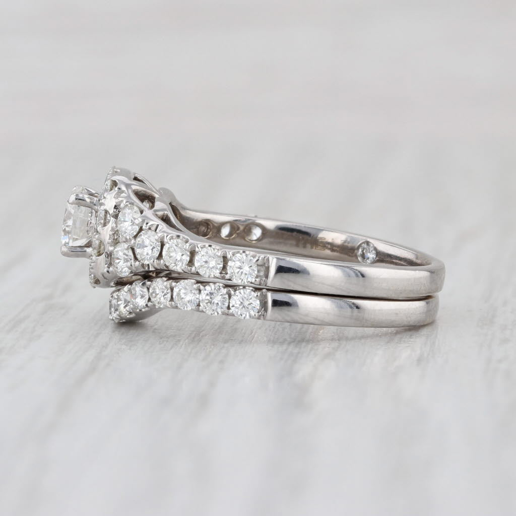 1.30ctw LEO Diamond Engagement Ring Wedding Band Bridal Set 14k White Gold Sz 7