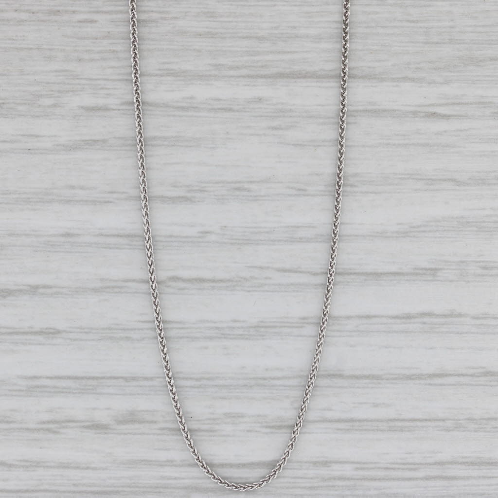 Gray New Wheat Chain Necklace 10k White Gold 18" 1mm