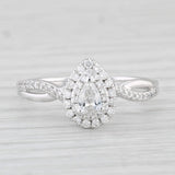 0.44ctw Pear Halo Diamond Engagement Ring 14k White Gold Size 8