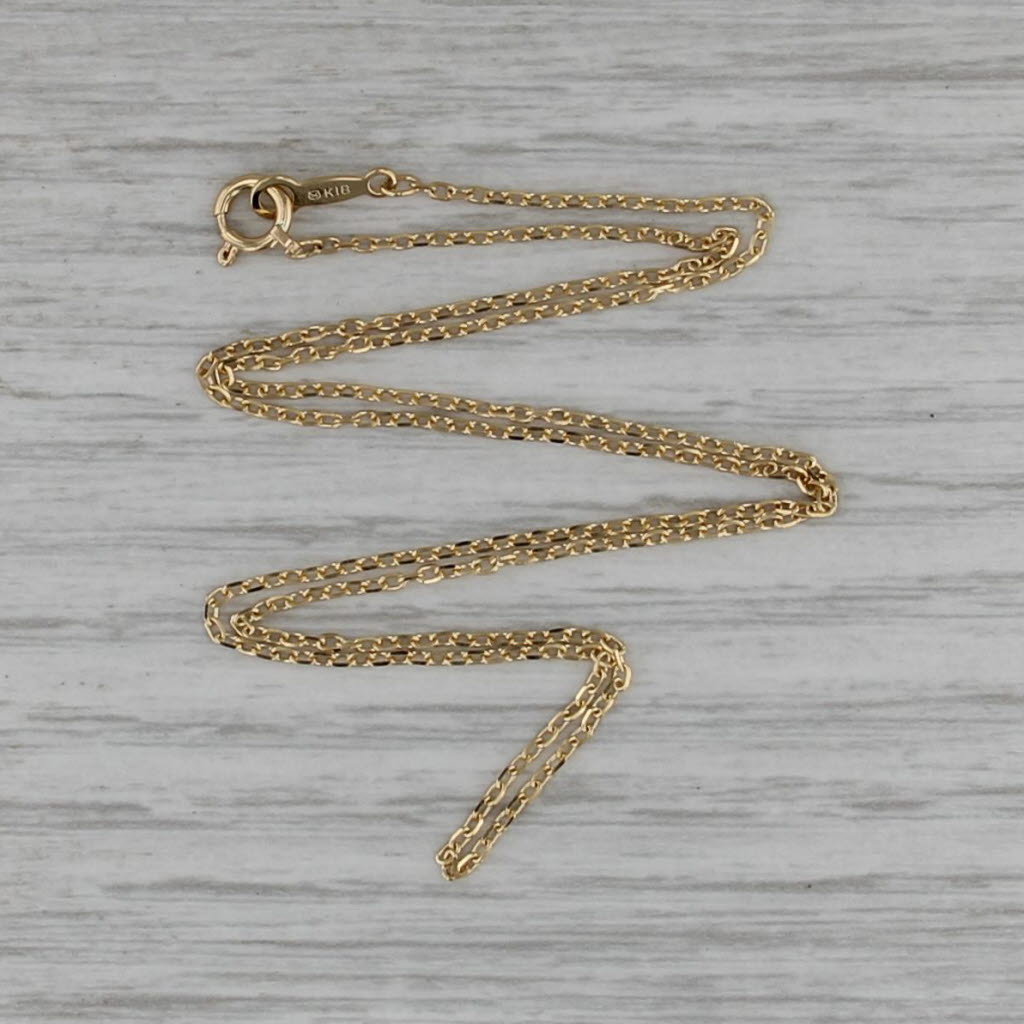 Cable Chain Necklace 18k Yellow Gold 15.75" 0.7mm