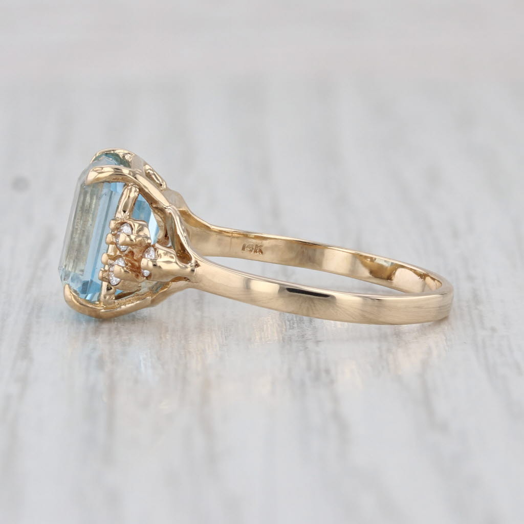 4.50ctw Emerald Cut Blue Topaz Diamond Ring 14k Yellow Gold Size 8