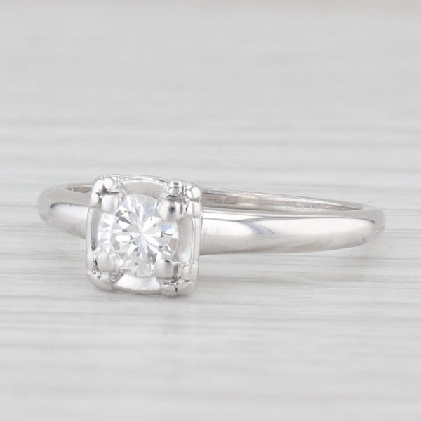 Vintage 0.33ct VS2 Round Diamond Solitaire Engagement Ring 14k White Gold Size 6