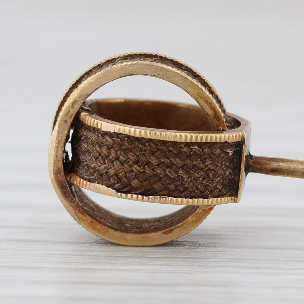 Victorian Linked Circles Stickpin 12k -17k Yellow Gold Antique Pin