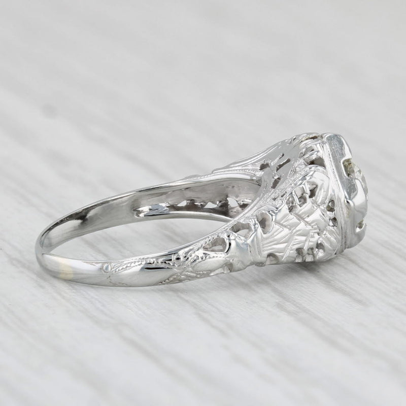 Antique Old European VS2 Diamond Engagement Ring 18k White Gold Size 3.5