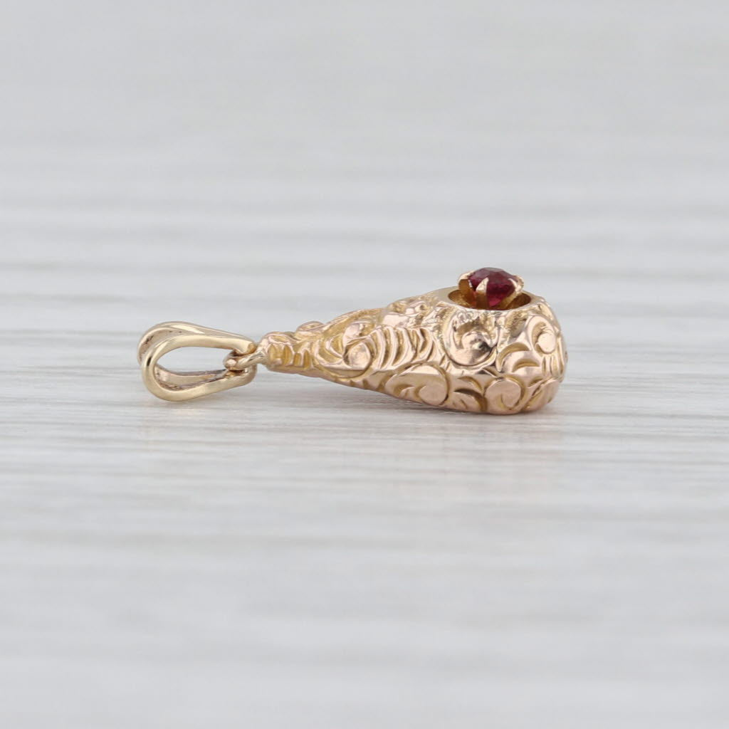 Antique Converted Stickpin Pendant 14k Rose Gold Garnet Doublet Small Charm