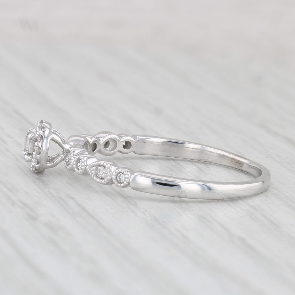 Light Gray 0.30ctw Round Diamond Halo Engagement Ring 10k White Gold Size 10