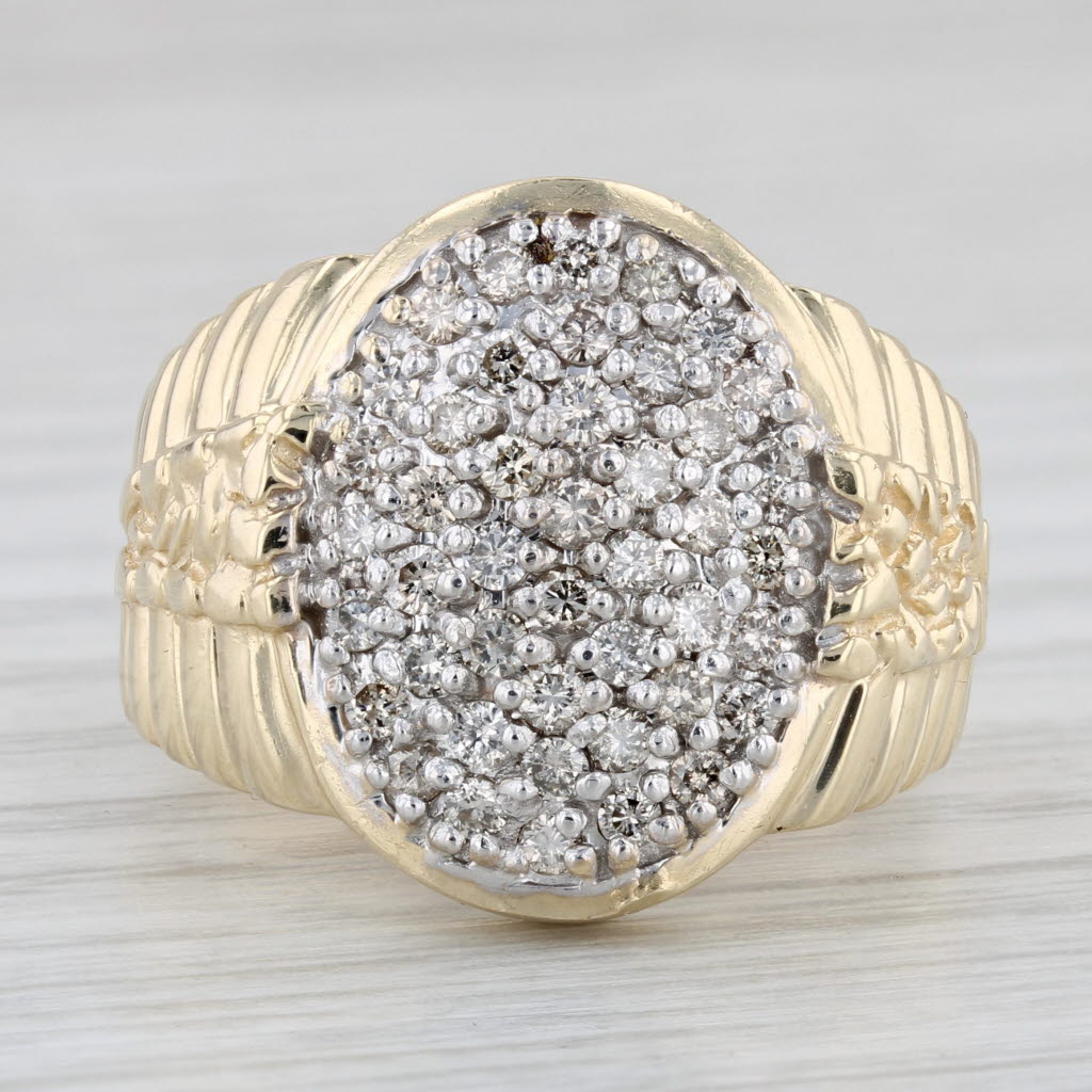 Light Gray 0.80ctw Pave Diamond Cluster Ring 10k Yellow Gold Size 10