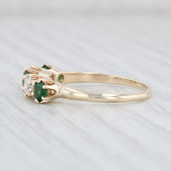 Light Gray 1ctw Green Tourmaline Diamond Ring 14k Yellow Gold Size 4 Stackable