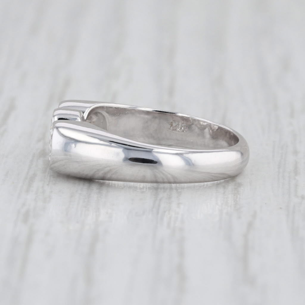 0.91ctw Round Diamond 3-Stone Ring 14k White Gold Size 4.75 Stackable