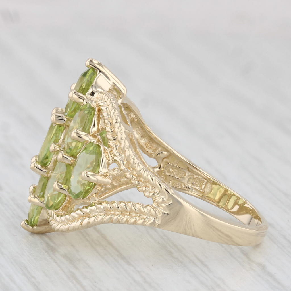 Light Gray 4.50ctw Peridot Cluster Ring 14k Yellow Gold Size 8.25 Cocktail