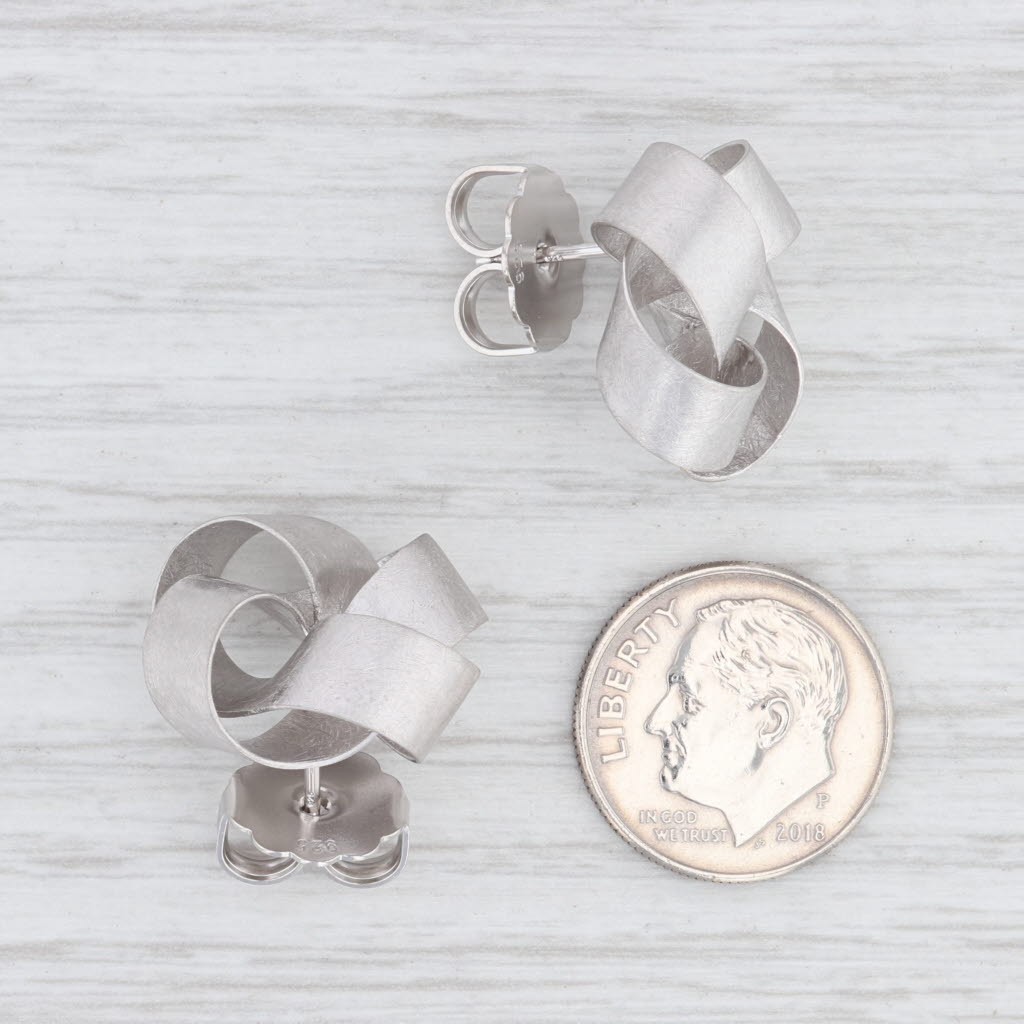 New Bastian Inverun Brushed Knot Earrings Sterling Silver 12892