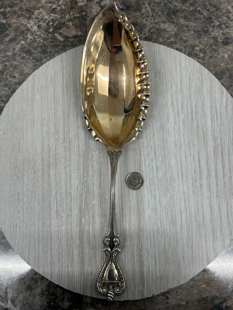 Light Slate Gray Vintage Towle Old Colonial Sterling Silver Vegetable Server Gold Wash 10.5"