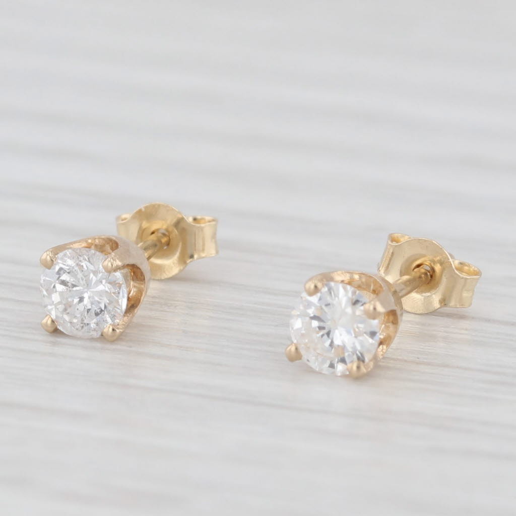 Light Gray 0.40ctw Round Solitaire Stud Earrings 14k Yellow Gold