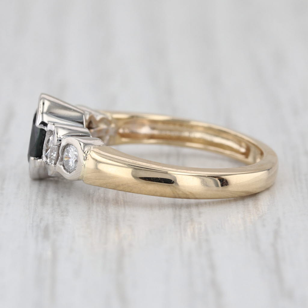 1.60ctw Oval Blue Sapphire Diamond Ring 14k White Gold Size 6.75 Engagement