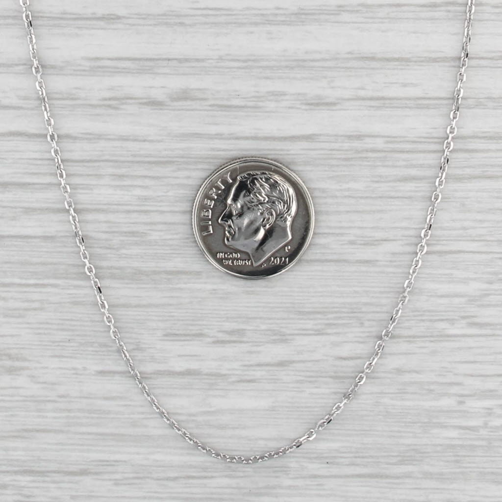 New 18" 1.3mm Cable Chain Necklace 14k White Gold