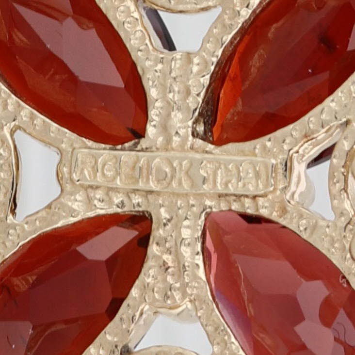 5.20ctw Marquise Garnet Flower Pendant 10k Yellow Gold Floral