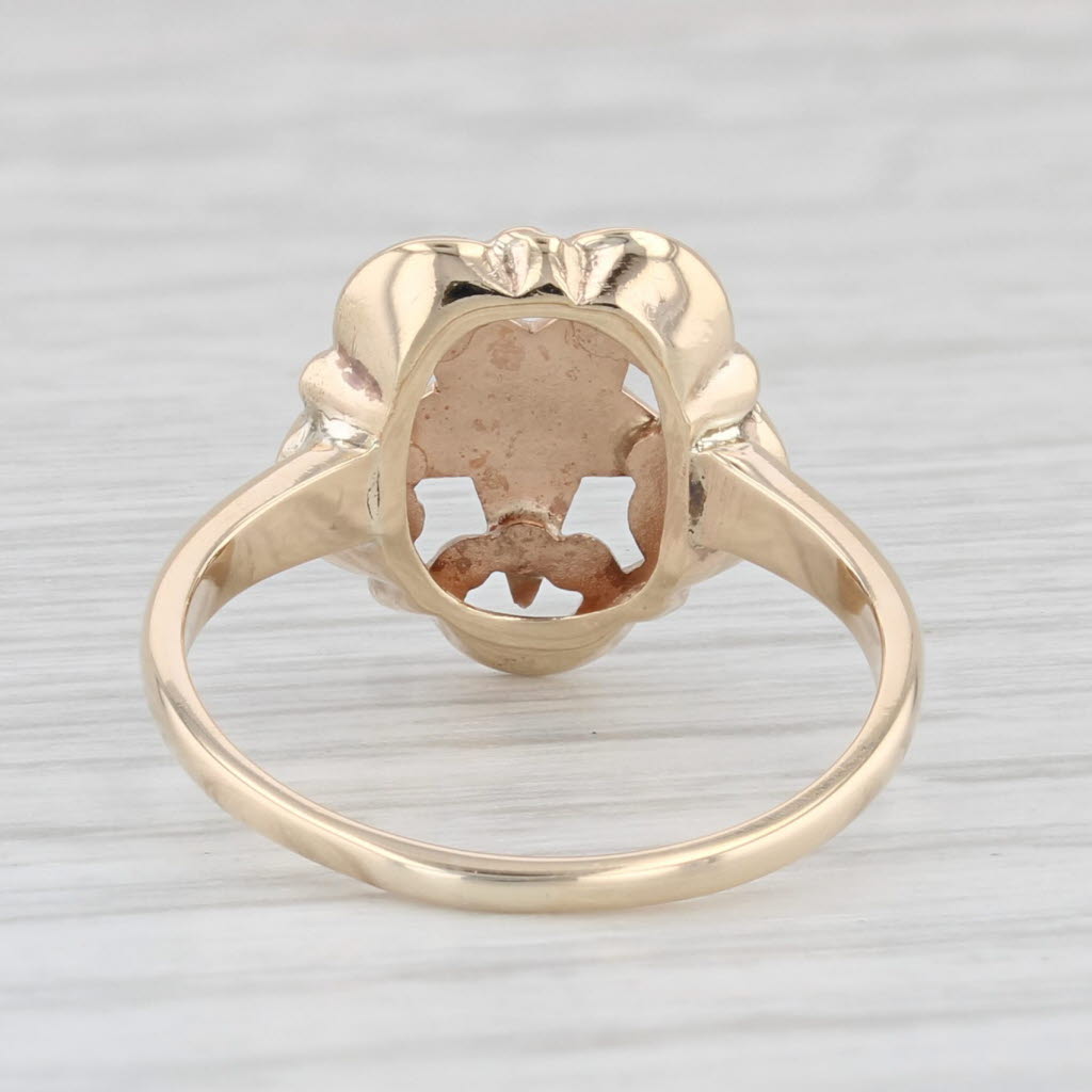 Light Gray Vintage Order Eastern Star Ring 10k Yellow Gold Size 6.5 Masonic Women PSCo