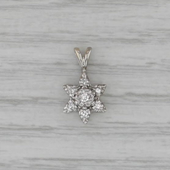Small Diamond Cluster Star Pendant 14k White Gold