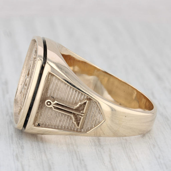 Masonic Signet Ring 10k Yellow Gold Size 16.75 Square Compass Trowel Plumb