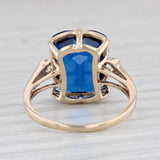 Vintage Blue Lab Created Spinel Ring 10k Yellow Gold Size 7