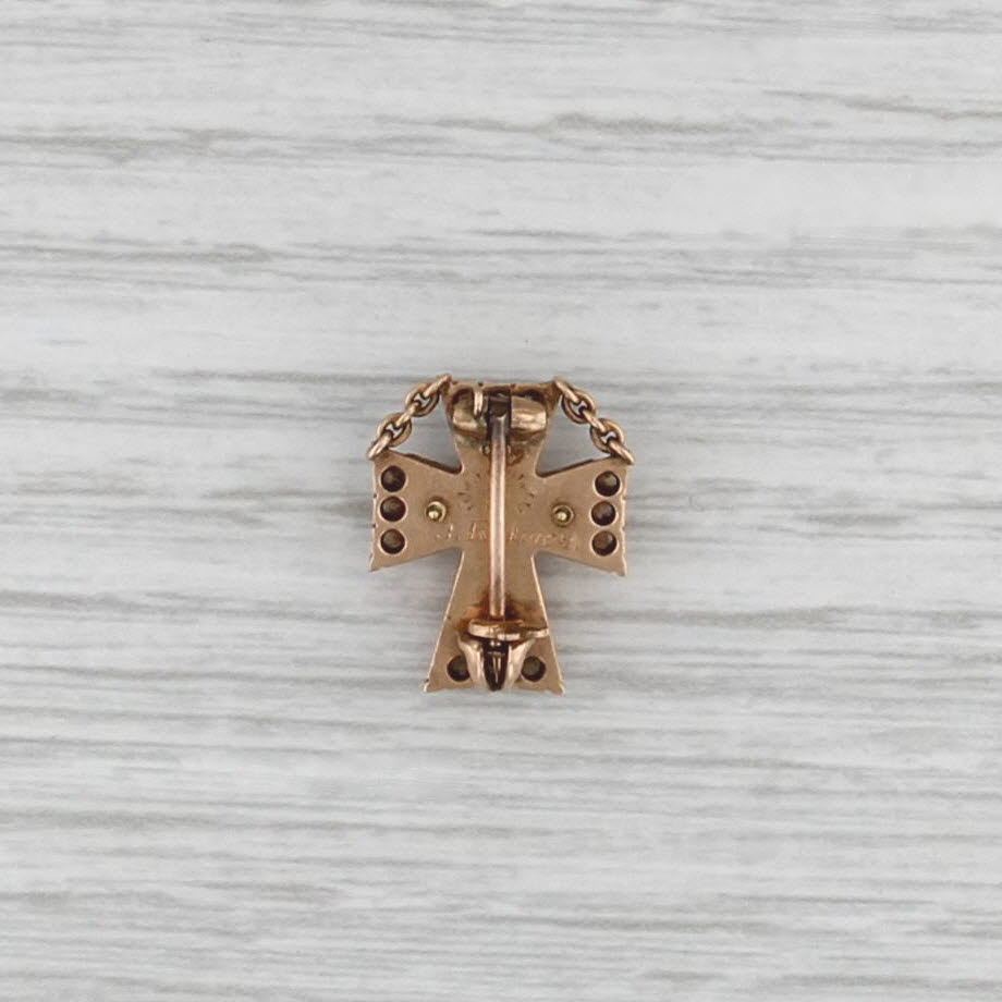 Antique Sigma Chi Badge Opal Cross 14k Gold Enamel Fraternity Pin
