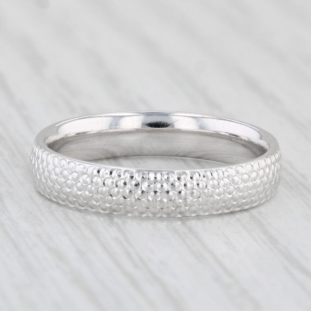 Light Gray Textured Band Ring 14k White Gold Size 7 Stackable Wedding