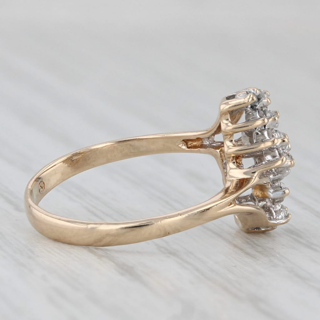 Light Gray 0.16ctw Diamond Cluster Bypass Ring 14k Yellow Gold Size 5