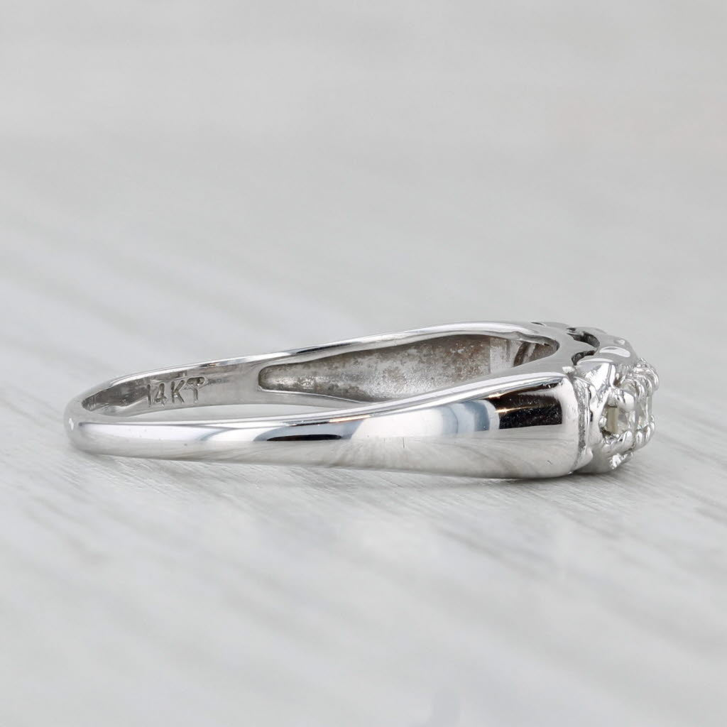 Light Gray Vintage 0.35ctw Diamond Wedding Band 14k White Gold Size 8 Stackable Ring