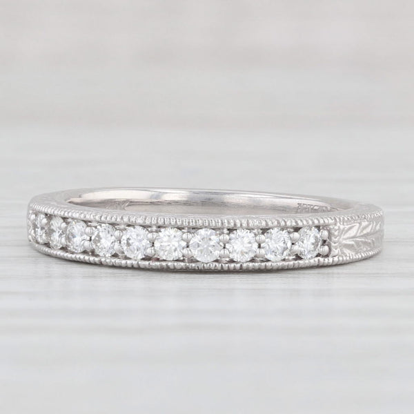 Light Gray New 0.30ctw Diamond Wedding Band 14k White Gold Sz 6.5 Stackable Ring Art Carved