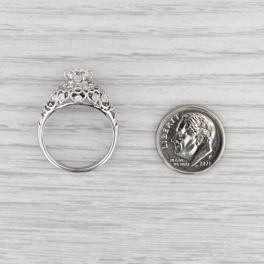 1.34ctw Lab Grown Diamond Halo Hearts Engagement Ring 14k White Gold Sz 7.5 IGI