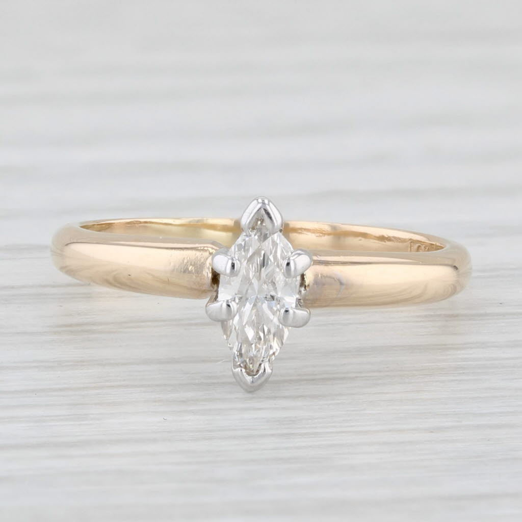 Light Gray 0.25ctw Marquise Diamond Solitaire Engagement Ring 14k Yellow Gold Size 4.75