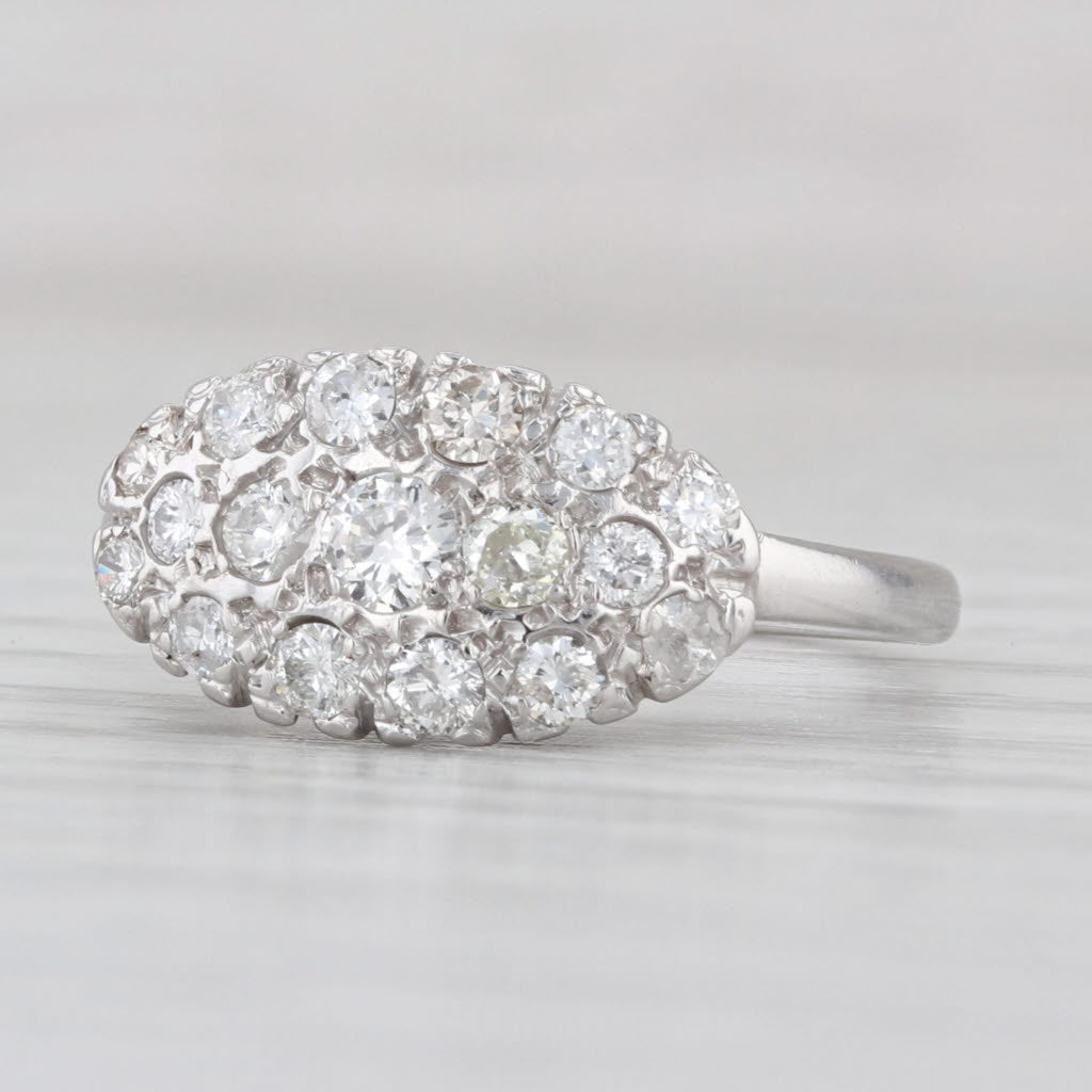 0.65ctw Diamond Cluster Princess Ring 14k White Gold Size 7
