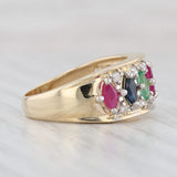 Light Gray 1.42ctw Sapphire Ruby Emerald Diamond Ring 14k Yellow Gold Size 7