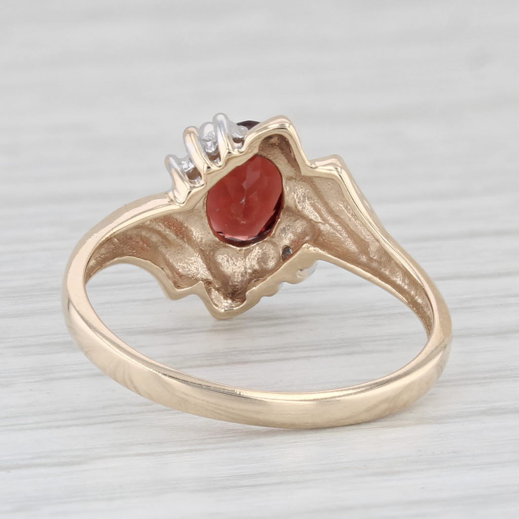 Light Gray 0.85ctw Oval Garnet Diamond Ring 10k Yellow Gold Bypass Size 7