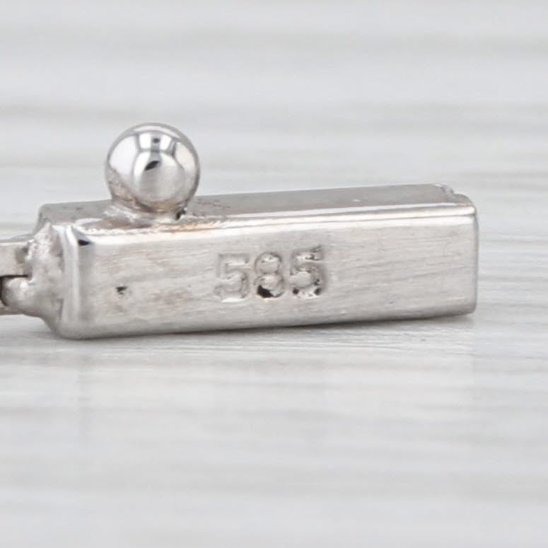 0.48ctw Emerald Diamond Pendant Necklace 14k White Gold C-Link Chain 16"