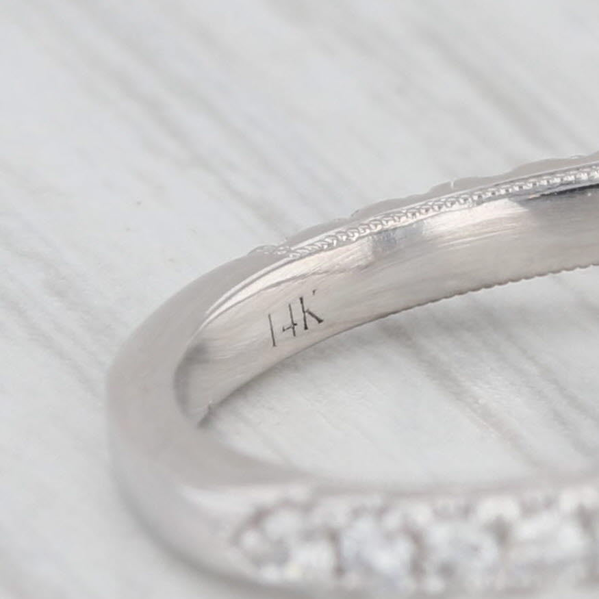 Light Gray 0.40ctw Diamond Contoured V Wedding Anniversary Band 14k White Gold Size 4.5