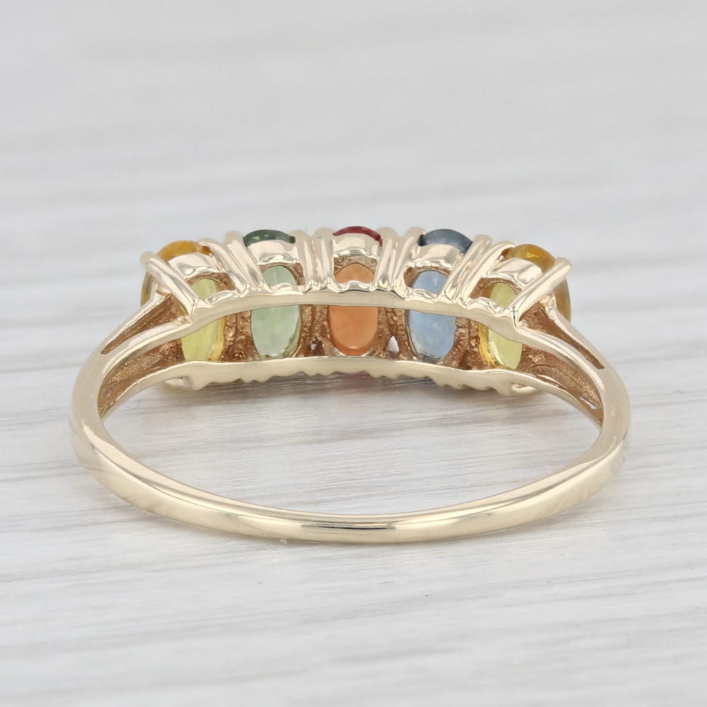 Light Gray 1.60ctw Multicolor 5-Stone Sapphire Ring 10k Yellow Gold Size 7 Stackable