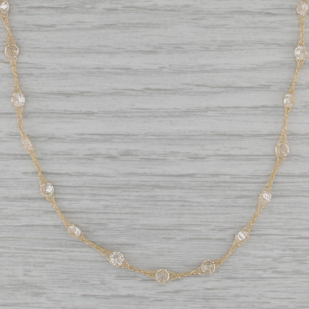 4.80ctw Cubic Zirconia Station Mesh Chain Necklace 18" 14k Yellow Gold