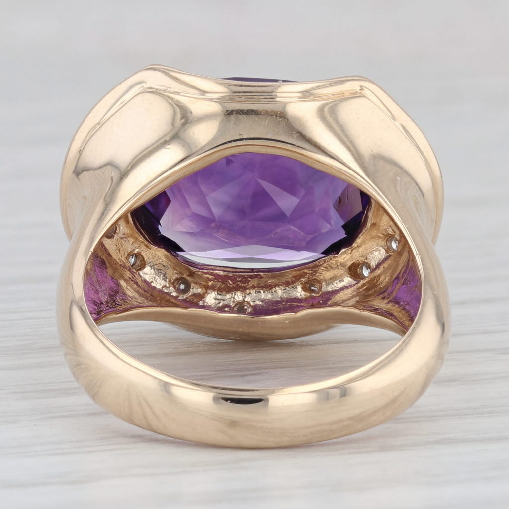 Light Gray 8.75ctw Amethyst Diamond Halo Ring 14k Yellow Gold Size 9 Cocktail